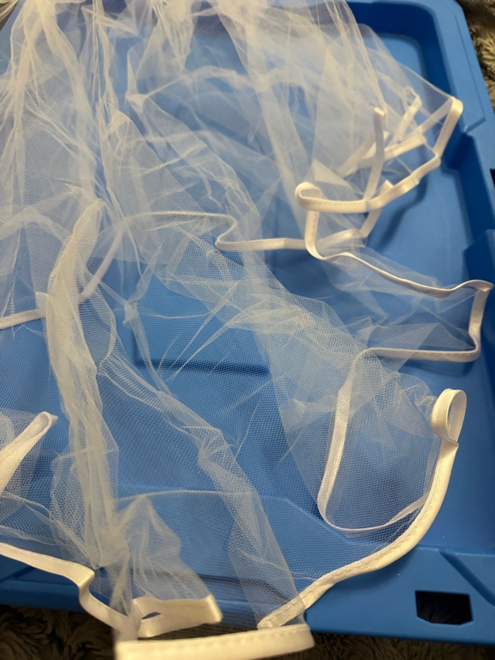 White Sheer Bridal Veil with Satin Trim